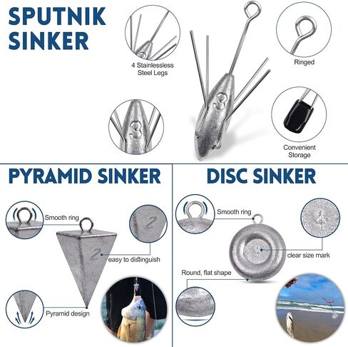 Saltwater Surf Fishing Rigs Tackle Kit Include Surf Fishing Weights Pyramid Sinker Sputnik Sinker Fishing Leaders Rig Circle Hooks Surf Fishing Accessories in Saudi Arabia