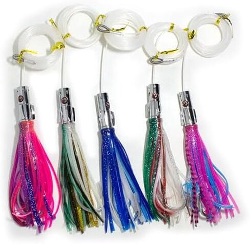 Jet Head Spinner Brass Head Hybrid Trolling Lure with 12 ft of leader Line. Pelagic Trolling Lure for Dorado, Tuna and Marlin. in Saudi Arabia
