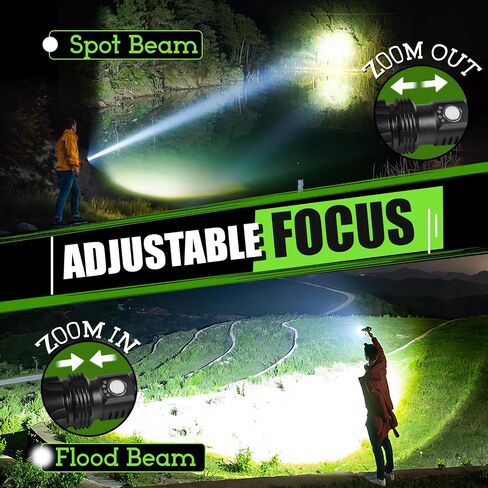 Powerful LED Flashlights with High Lumens and 5 Modes of Light, Rechargeable Portable Pocket Flash Light Charging IPX5 Waterproof Flashlight with XHP LED Bulb for Emergency, Camping, and Outdoor Use in Saudi Arabia