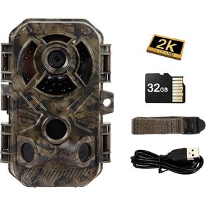 Trail Camera - 32MP Infrared Night Vision Wildlife Camera with 2.7K Video & Audio - 0.2-Second Trigger Waterproof Camera Trap with Adjustable PIR Sensor & Sensitivity - Game Camera for Hunting