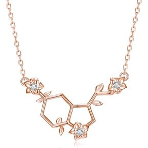 SCZKLAQ Happiness Serotonin Molecule Necklace for Women 925 Sterling Silver Serotonin Necklaces Happiness Molecule Necklace Chemical Molecule Jewelry for Women Teacher Professor Chemistry Grad