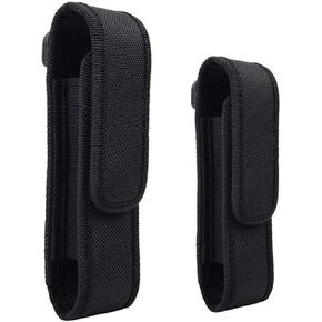 2-Pack Nylon Flashlight Holster for Duty Belt, Adjustable Small Heavy Flashlight Holder Carry Case for 4.3"-5.5" High Flashlight, Tactical Flashlight with Stretch Capability