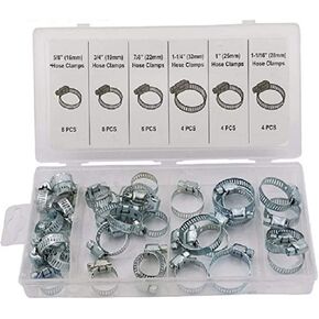 34 pcs/Set Stainless Steel Mini Jubilee Fuel Hose Clamps Pipe Clips Fastener Tube Clamp Hoop for Home Tools Throat Reed