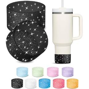 2 PCS Glitter Silicone Boot Compatible with Stanley Tumbler 20 30 40oz & Hydro Flask Water Bottle 12-24oz & Select Yeti, Simple Modern, Owala Cup - Bottom Protector Sleeve Fit Stanley Cup Accessories