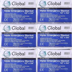 Emergency Mylar Thermal Blankets - Pack of 6 | Survival Space Fire Blankets for Outdoor Adventures, Marathons, First Aid | Waterproof & Windproof | Ideal for Camping & Hiking