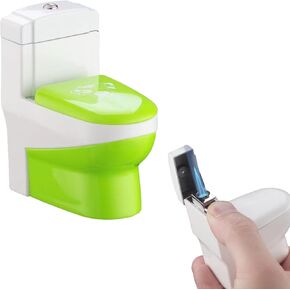 Unique Toilet Lighter,Toilet-Shaped Butane Lighter, Jet Torch Flame Windproof Lighter, Suitable for Camping Barbecue Candles Birthday Man Gifts (Gas not Included) (Green)