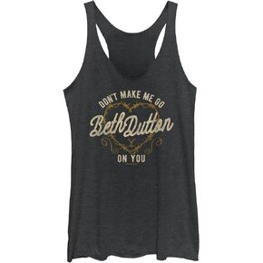 Y Yellowstone Women's Dutton Racerback Tank Top, Black Heather/Go Beth, Large