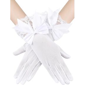 SATINIOR Ladies Lace Gloves Elegant Short Lace Gloves Tea Party Gloves for Women Wedding Dinner 50's Parties