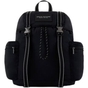A | X ARMANI EXCHANGE Men's Armani Exchange Large Top Flap Buckle Cargo Backpack, BLACK