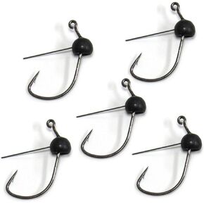 Harmony Fishing - رؤوس تهزهز من التنجستن بدون أعشاب (5 عبوات، أسود) [رؤوس تهزهز دقيقة للديدان الظريفة/سينكوس]