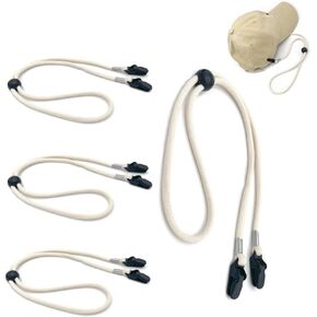 Hat Strap Clips, 4 Pcs Hat Retainer Clip Polyester Hat Clips Cap Anti Lost Strap Hat Retainer Clip for Running Beach Sports Hiking Outdoor Activities