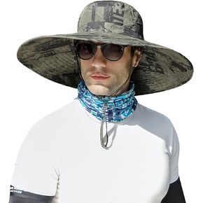 ALANGDUO XXL Big Head & Super Wide Brim Sun Hats for Men, XXL Large Fishing Sun Hat for Safari Gardening,Hiking