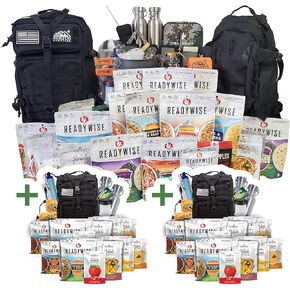 Family Comfort 72 Emergency Survival Kit/Backpack – 72 Hour for 2 People – Disaster Preparedness – Delicious ReadyWise Food, Gear, Lighting, First Aid, Tools & More - Sirius Survival