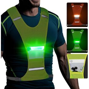 YFbrite New Designed Reflective LED Running Vest, USB Rechargeable Reflective Running Gear for Men, Women, LED Light Vest for Night Running