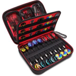 USA GEAR XL Semi Hard Shell Dart Case - Darts Carrying Case for Darts (15), Dart Tips, Dart Shafts, Dart Flights, and More Dart Accessories - Compatible with Soft Tip Darts and Steel Tip Darts (Black)