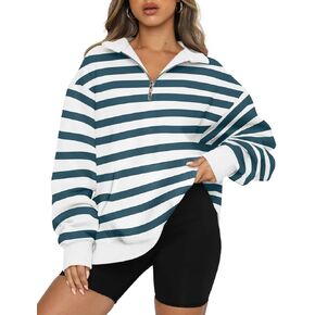 Trendy Queen Womens Quarter Zip Pullover Oversized Sweatshirts Pockets Half Zip Hoodies Crewneck Fall Clothes Teen Girls