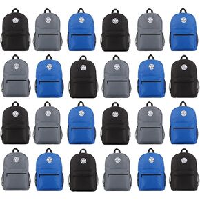 Yacht & Smith 24 Pack 17 Inch Wholesale Backpacks for Students, 12 Assorted Colors - Bulk Case of Bookbags Water Resistant Knapsacks