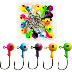 15/20/40Pcs Jig Heads Set for Fishing 1/16oz 1/8oz 1/4 oz Jig Heads for Bass Trout Saltwater Freshwater Painted Round Jig Head with 3D Eye