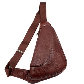 Basic Black Leather Sling Bag Crossbody Chest Pack Shoulder Daypack (Tan Brown)