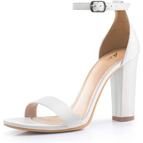 Ankis Nude Heels for Women Open Toe Ankle Strap High Heel Sandals Party Wedding Strappy Buckle Sandals Standard Size 4 Inches Tall High Heel Design
