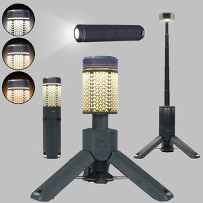 Camping light Telescopic and Collapsible Camping Lanterns with 2 Light Sources Mobile Lighting 10000mAh Battery Flash Light & Road Light for Adventure, Hiking, Camping, Live Streaming (Military Green)