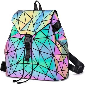 FZChenrry Geometric Backpack Luminous Backpacks Holographic Reflective Bag Lumikay (NO.2)
