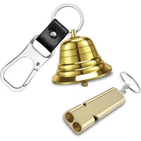 2" Loud Bear Bell with Whistle Set for Hikers Solid Brass Emergency 3 in 1 Bear Bells for Hiking Outdoor Camping Bear Protection Products for Survival Biking Fishing Climbing Self Defense Gear