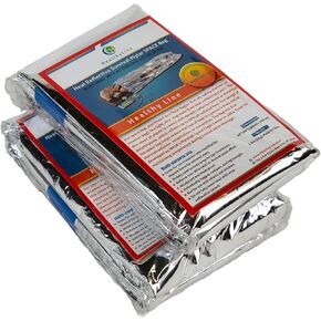 HealthyLine - Emergency Mylar Thermal Space Sleeping Bags (2 Pack) - for Detox & Weight Loss Sauna Experience, Far Infrared Therapy - Retains up to 97% of Body Heat - Silver 80in x 40in