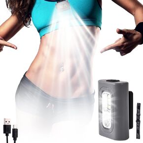 RAHAN Clip on Running Light, 2Pack Magnetic Clip on Light for Runners with 6 Lighting Modes, Rechargeable Reflective Running Gear for Runners Night Walking Hiking Camping (Black)