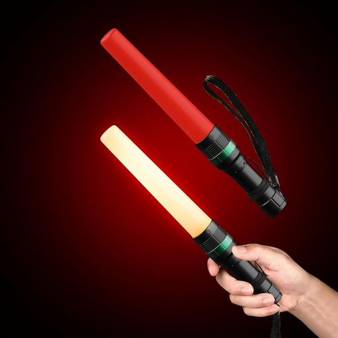Two Pack 11 inches Traffic Wand, Traffic LED Flashlight with Three Flashing Modes, Orange Safety Signal Control Baton for Parking, Airport, Traffic Directing (Batteries Not Included) in Saudi Arabia
