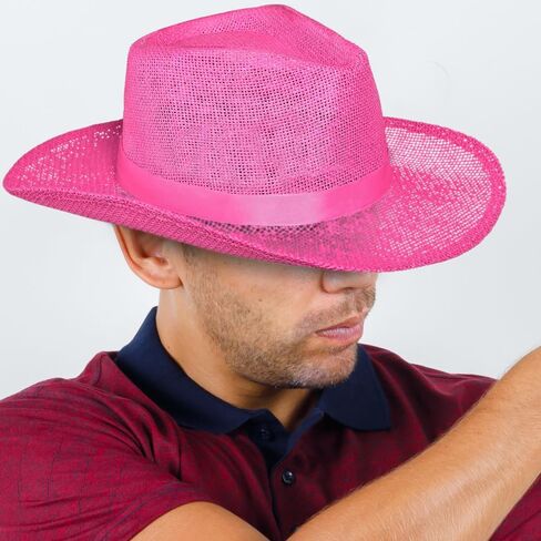 Amscan White Straw Cowboy Hat - 5" x 15" (Pack of 6) - Perfect for Halloween Props, Themed Parties, and Costume Accessories in Kuwait