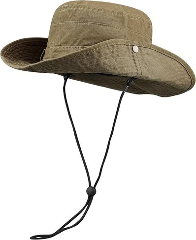 CLAPE Fishing Sun Boonie Hat UV Protection Safari Cap Outdoor Hunting Camping Hat with Chin Cord Wide Brim Cowboy Bucket Hat in Saudi Arabia