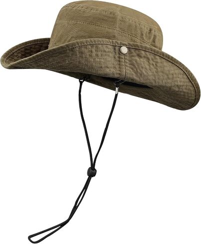 CLAPE Fishing Sun Boonie Hat UV Protection Safari Cap Outdoor Hunting Camping Hat with Chin Cord Wide Brim Cowboy Bucket Hat in Saudi Arabia