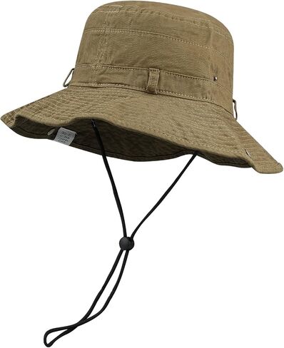 CLAPE Fishing Sun Boonie Hat UV Protection Safari Cap Outdoor Hunting Camping Hat with Chin Cord Wide Brim Cowboy Bucket Hat in Saudi Arabia