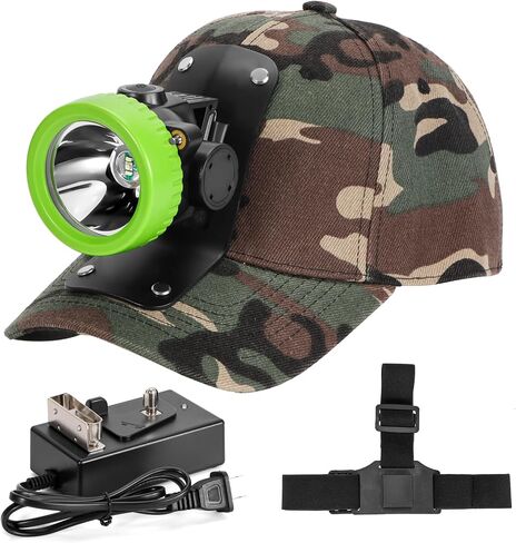 Ultra-Bright LED Mining Headlamp,Rechargeable Waterproof Hard Hat White Light Headlight,Camouflage Miner Cap Included,Durable Mining Light for Underground Work and Outdoor Adventures (Orange) in Saudi Arabia
