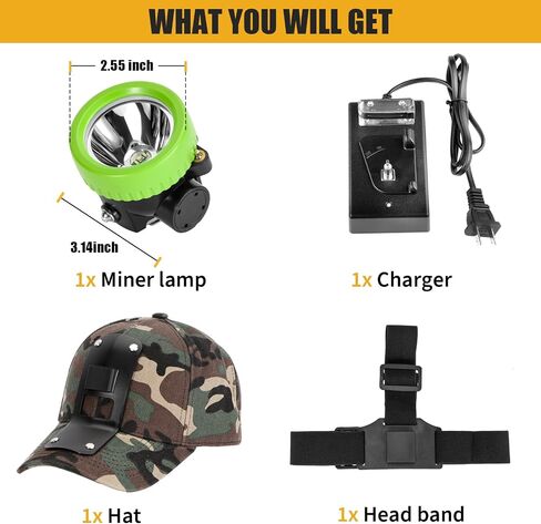 Ultra-Bright LED Mining Headlamp,Rechargeable Waterproof Hard Hat White Light Headlight,Camouflage Miner Cap Included,Durable Mining Light for Underground Work and Outdoor Adventures (Orange) in Saudi Arabia