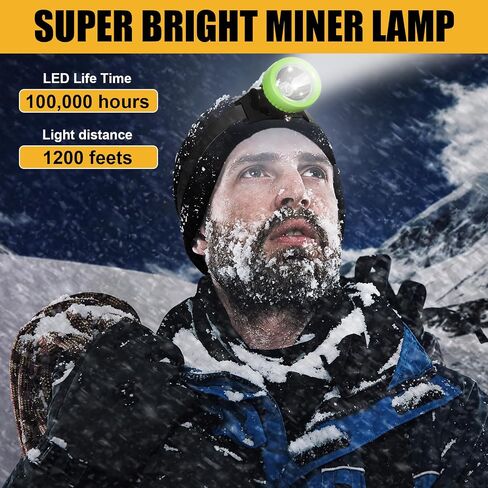 Ultra-Bright LED Mining Headlamp,Rechargeable Waterproof Hard Hat White Light Headlight,Camouflage Miner Cap Included,Durable Mining Light for Underground Work and Outdoor Adventures (Orange) in Saudi Arabia