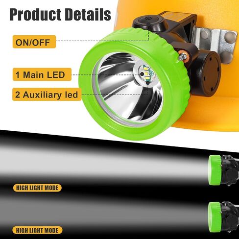 Ultra-Bright LED Mining Headlamp,Rechargeable Waterproof Hard Hat White Light Headlight,Camouflage Miner Cap Included,Durable Mining Light for Underground Work and Outdoor Adventures (Orange) in Saudi Arabia