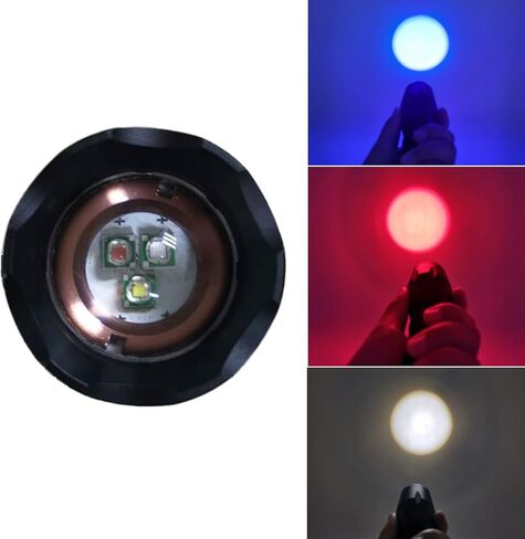 Triple Color Flashlight with Red White UV Light, Zoomable Red Flashlight LED Flashlight 395nm UV Flashlight for Hunting Night Vision Pet Urine Scorpion, 2 Pack in Kuwait