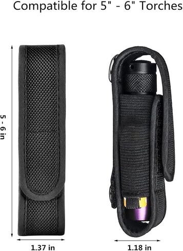 مصباح يدوي تكتيكي مع حافظة، حافظة مصباح يدوي تكتيكي صغير، حقيبة شعلة مصباح يدوي من النايلون، حامل حزام مرن قابل للتعديل حافظة مصباح يدوي Surefire لمصباح يدوي 5 "- 6" in Kuwait