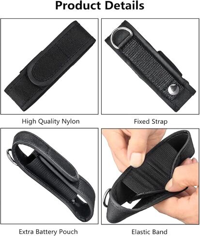 مصباح يدوي تكتيكي مع حافظة، حافظة مصباح يدوي تكتيكي صغير، حقيبة شعلة مصباح يدوي من النايلون، حامل حزام مرن قابل للتعديل حافظة مصباح يدوي Surefire لمصباح يدوي 5 "- 6" in Kuwait