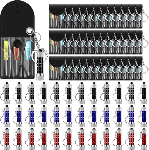 Jutom Mini Screwdriver Keychain Set Mini Flashlight Bulk LED Keychain Mini Hand Tool Gifts for Men Adult Party Favors (Red, Black, Blue,72 Pcs) in Saudi Arabia