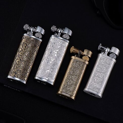 Mini Kerosene Lighter Creative Retro Old-Fashioned Grinding Wheel Lighter Men's Gift (HT718GLASS) in Saudi Arabia