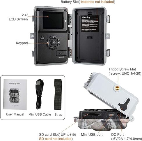 BLAZEVIDEO 2-Pack 48MP 1296P Trail Cameras Night Vision No Glow H.264 فيديو الحركة المنشط 0.1S وقت الزناد مقاوم للماء لصيد الحياة البرية في الهواء الطلق ومراقبة أمن المنزل in Kuwait