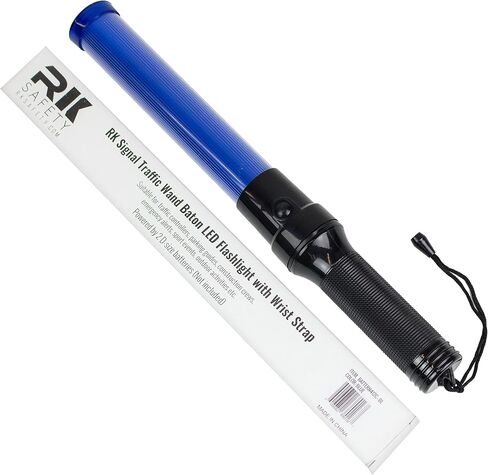 RK 16-Inch Signal Traffic Wand Baton LED Flashlight with Wrist Strap, Blue Finish in Saudi Arabia
