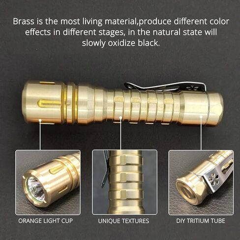 مصباح يدوي EDC من النحاس الصلب على شكل أناناس مع مصباح يدوي صغير XPL HI 6000K LED من Reylight للأماكن الخارجية، وإضاءة انقطاع التيار الكهربائي، وإضاءة الطوارئ، بدون بطاريات in Kuwait