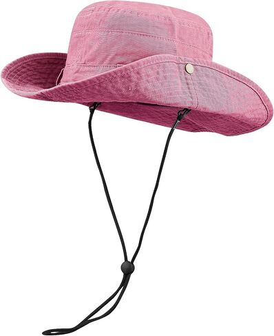 Croogo Wide Brim Bonnie Hats Summer Fishing Sun Hat Cowboy Style Bucket Hat Outdoor Safari Hunting Camping Hat with Chin Cord in Saudi Arabia