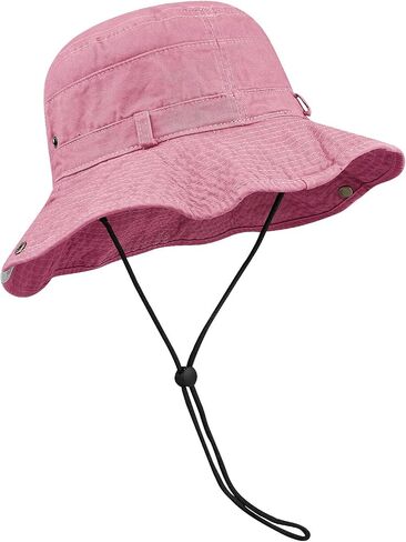 Croogo Wide Brim Bonnie Hats Summer Fishing Sun Hat Cowboy Style Bucket Hat Outdoor Safari Hunting Camping Hat with Chin Cord in Saudi Arabia
