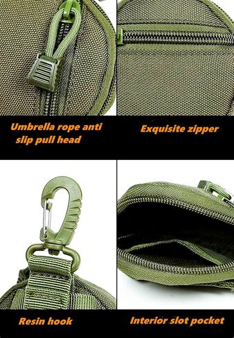 Small Tactical EDC Pouch,Molle Pouch Accessories,Small Round Coin Holder Pouch,Tactical Bag Case as Coin Purse Keychain, Case Wallet,Coin Pouch Keychain,Army Green Color. in Saudi Arabia