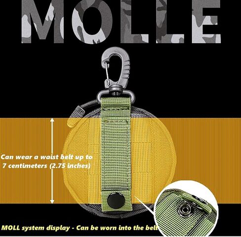 Small Tactical EDC Pouch,Molle Pouch Accessories,Small Round Coin Holder Pouch,Tactical Bag Case as Coin Purse Keychain, Case Wallet,Coin Pouch Keychain,Army Green Color. in Saudi Arabia